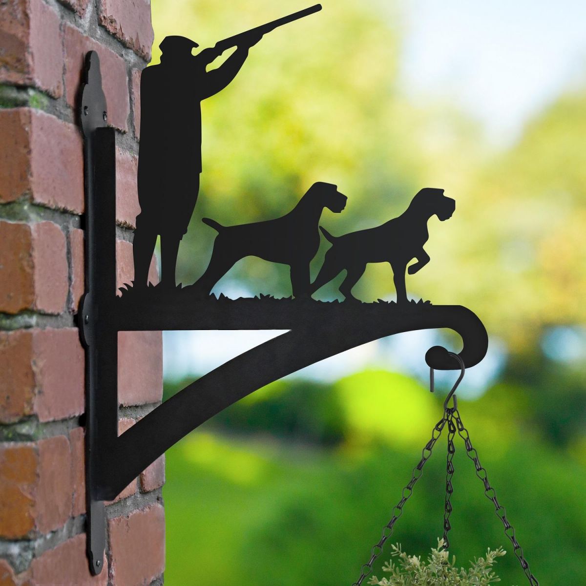 Game Season German Wirehaired Pointer Bracket in Garden Setting 