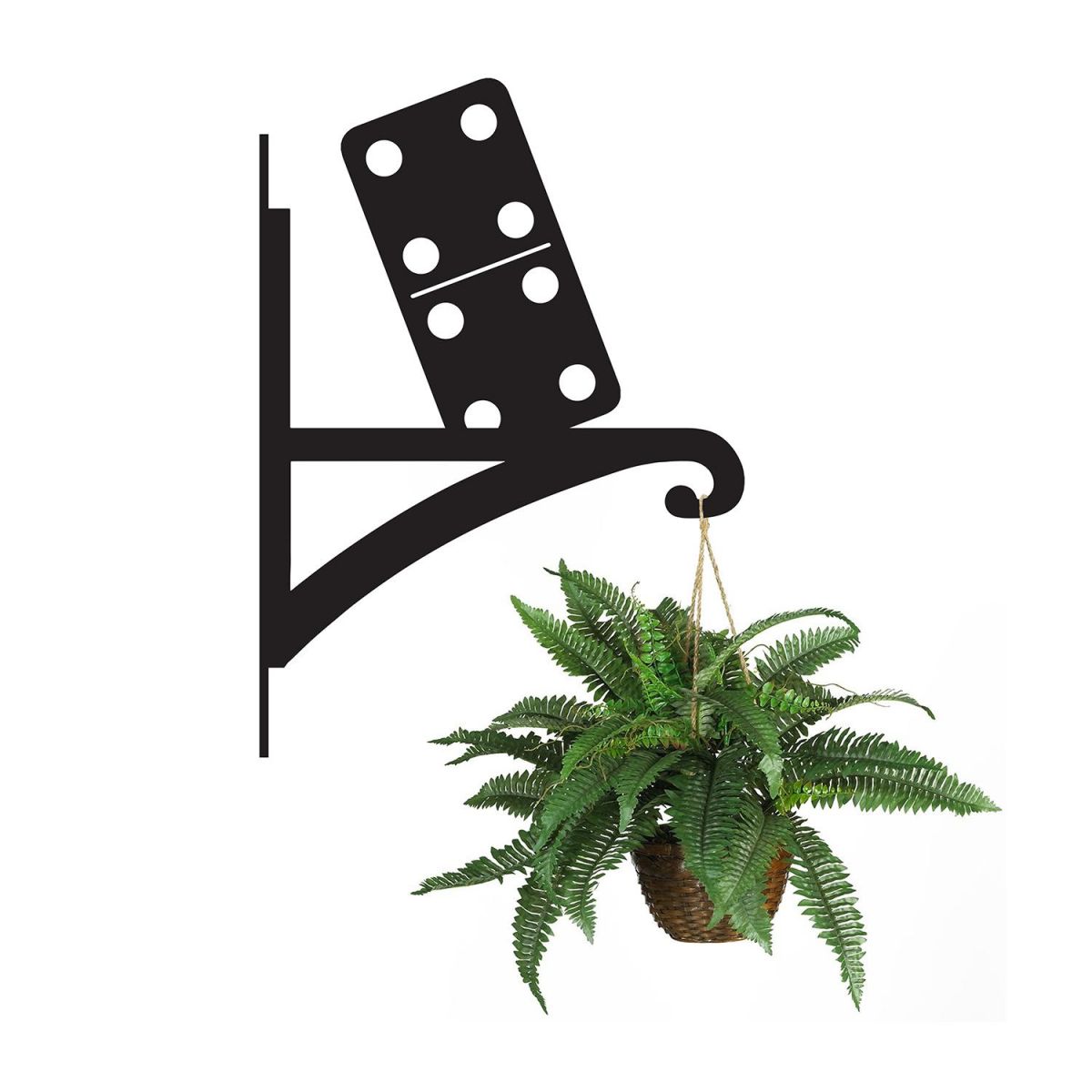 Domino Iron Hanging Basket Bracket Holding a Flower Basket