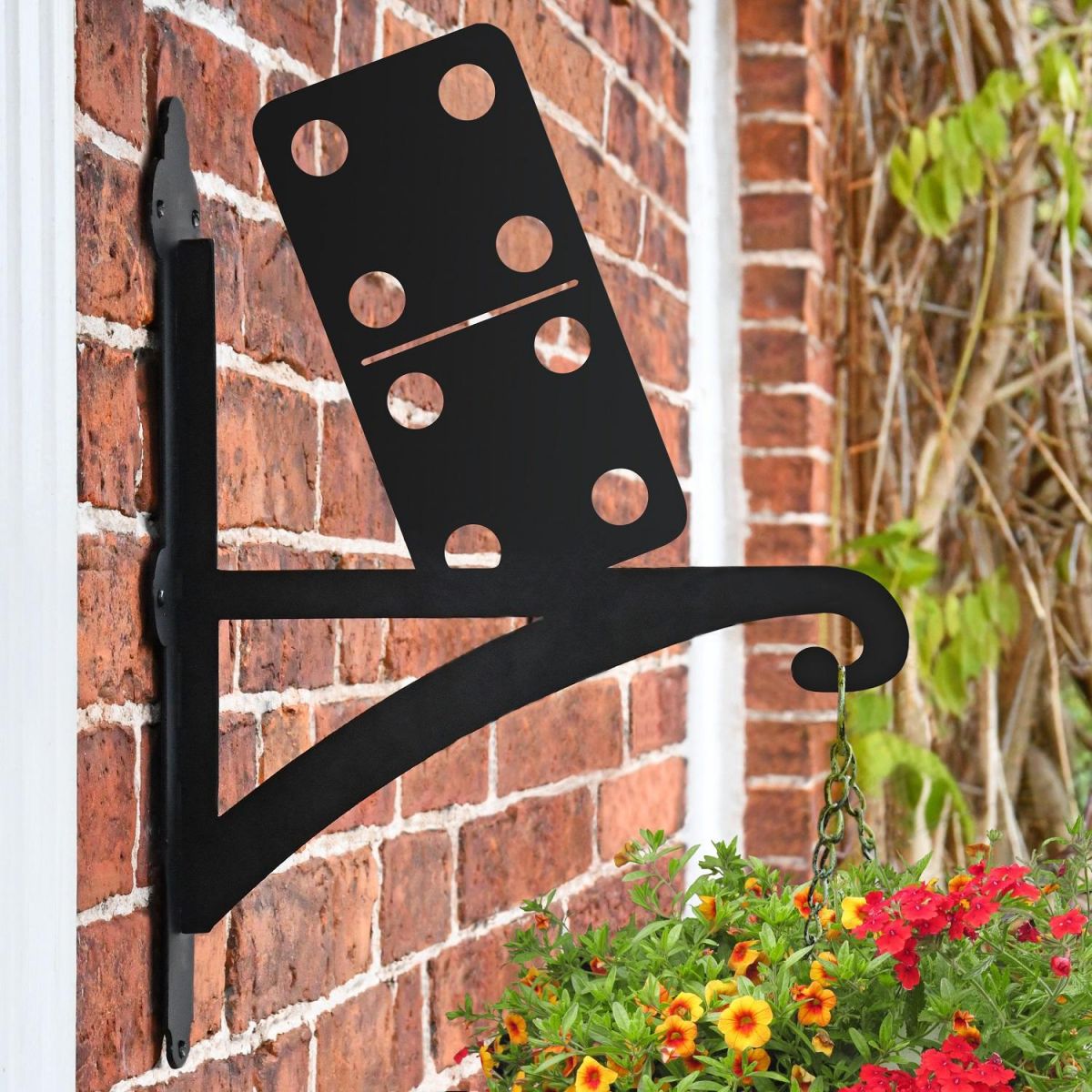 Domino Hanging Basket Bracket on Brick Wall 