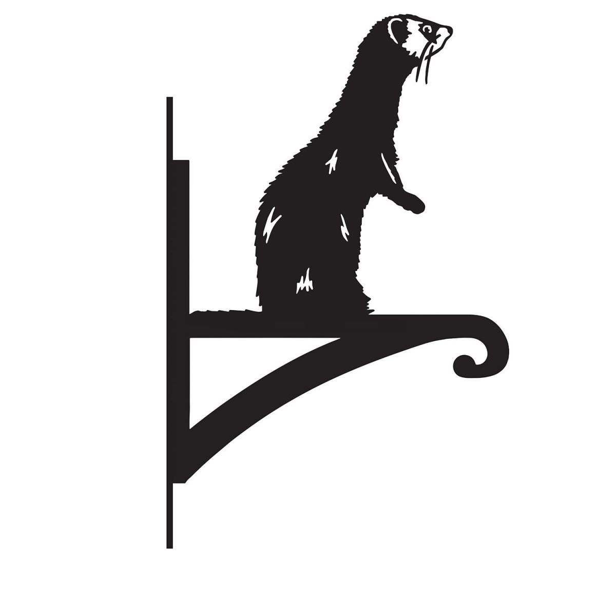 Ferret Standing Iron Hanging Basket Bracket in Black