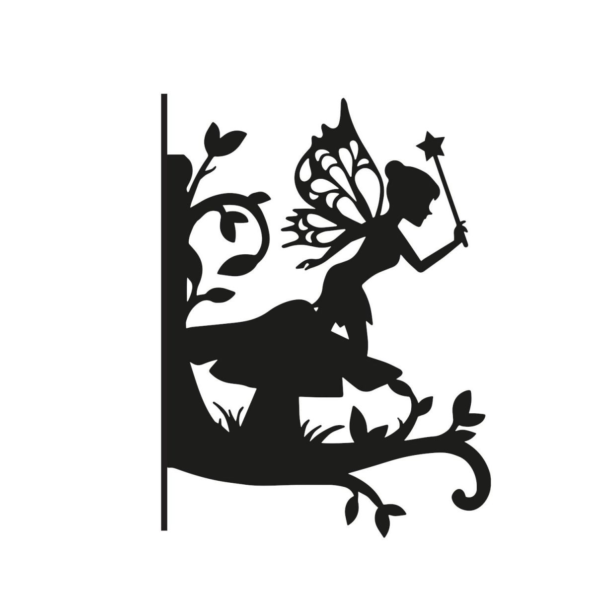 Fairy With Wand Hanging Basket Bracket on White Background Fairy With Wand Hanging Basket Bracket on White Background