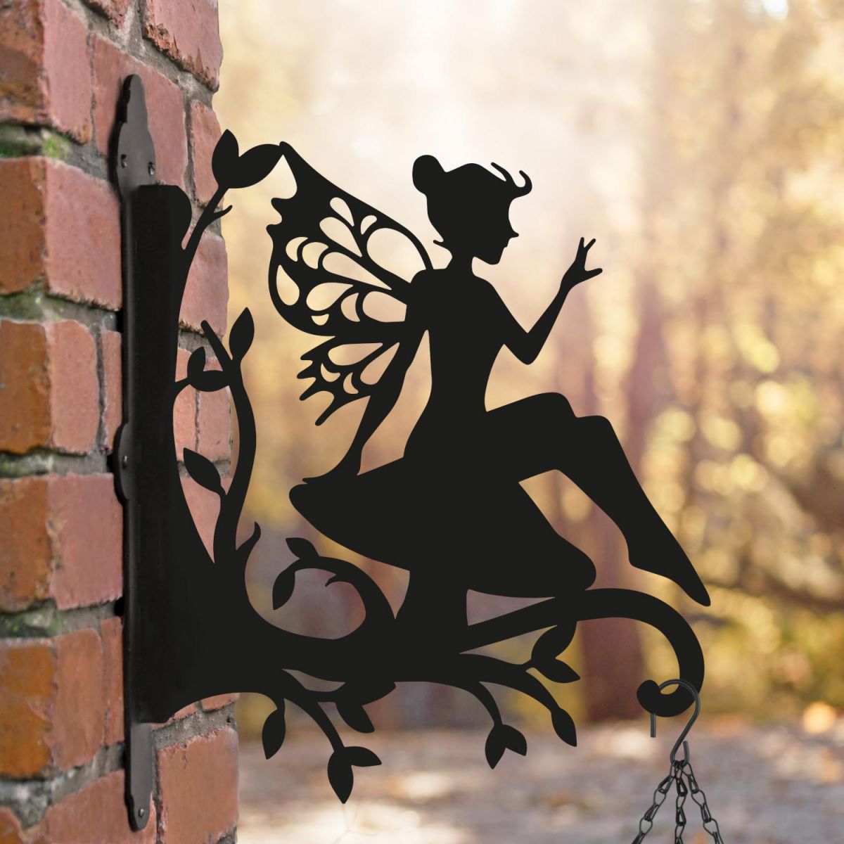 Sitting Fairy Hanging Basket Bracket at Sunset