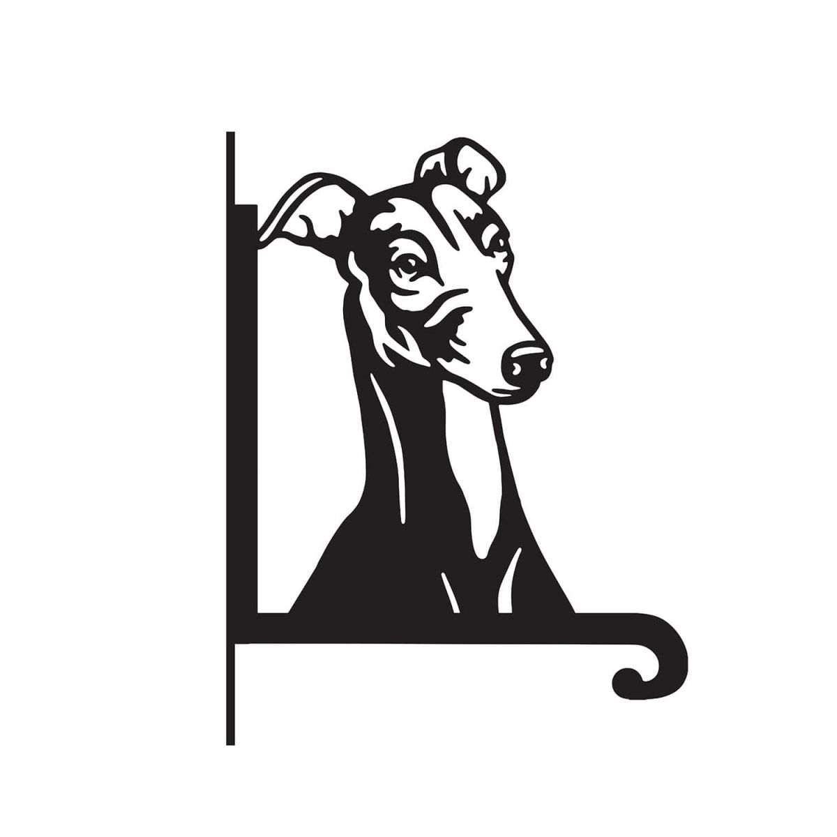 Close-Up of Steel Greyhound Head Hanging Basket Bracket