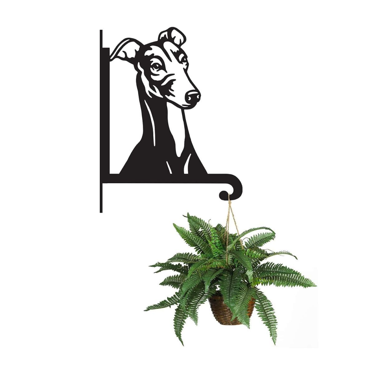 Steel Greyhound Head Hanging Basket Bracket with Planter