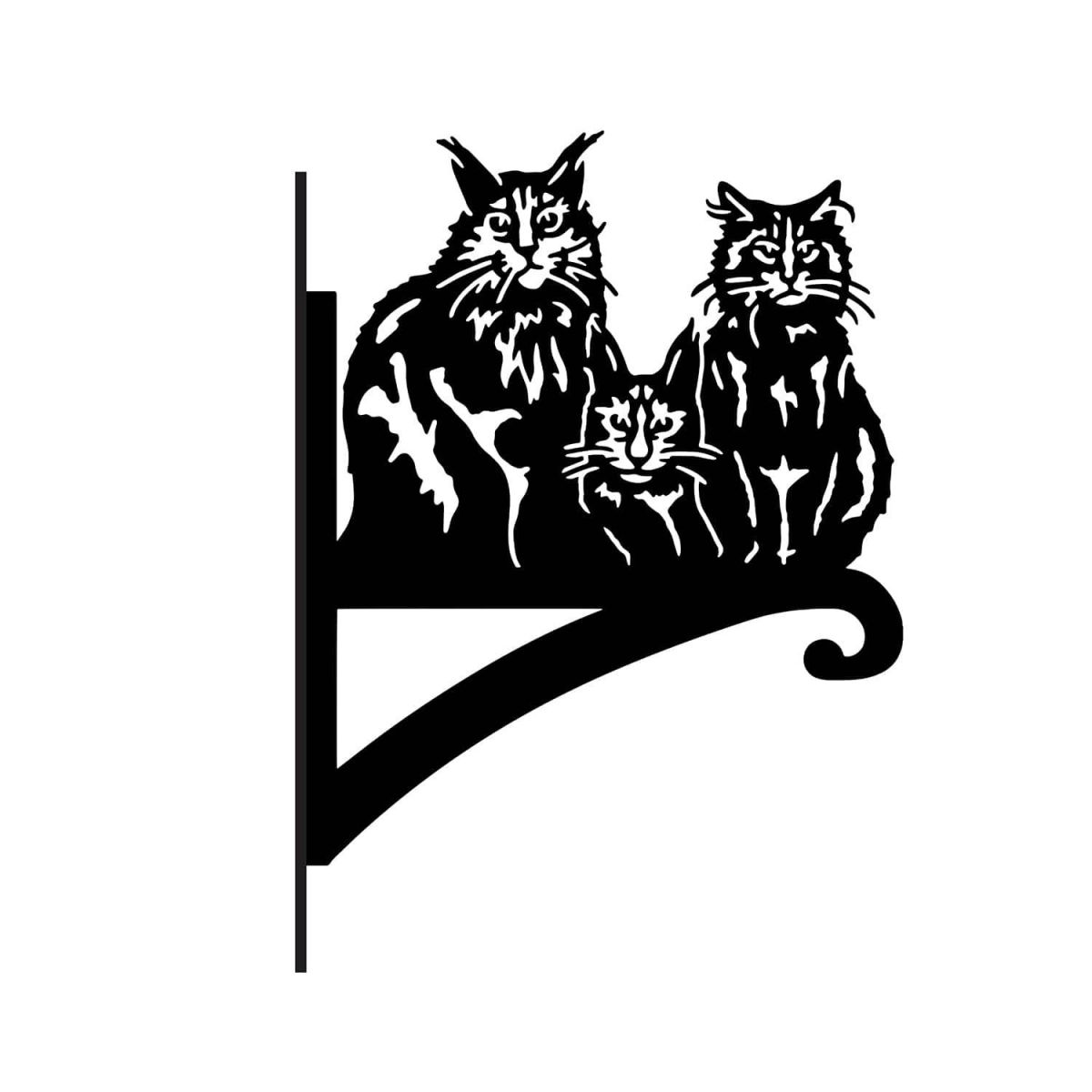 Close-Up of Steel Three Cats Hanging Basket Bracket