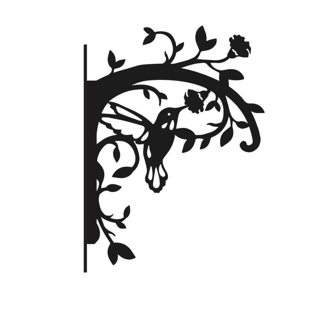 Flying Hummingbird Hanging Basket Bracket on White Background