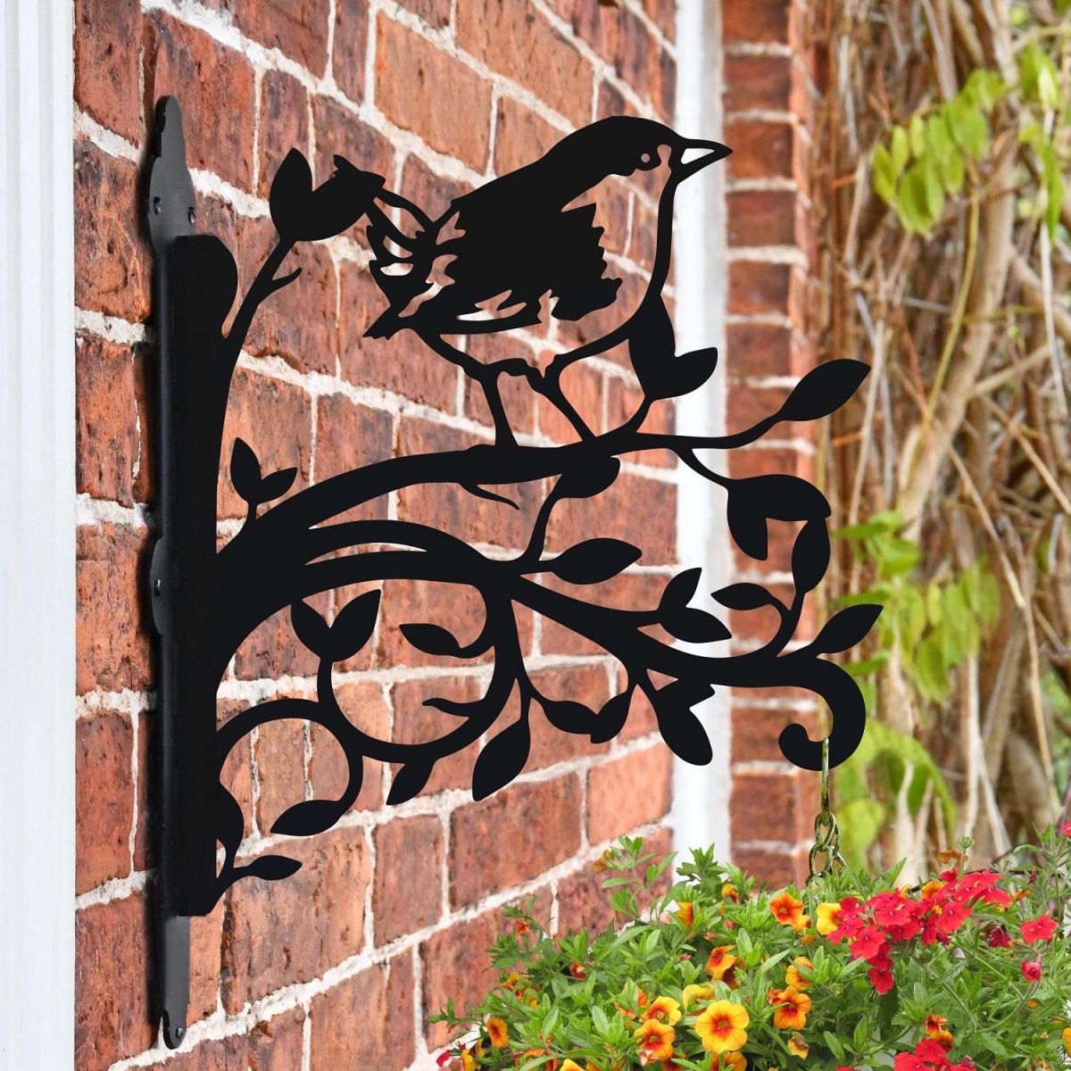 Hanging Basket Bracket with Wren & Branches 