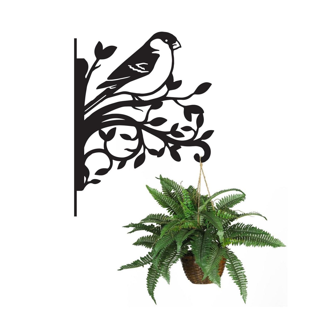 Iron Hanging Basket Bracket with Bullfinch & Branches