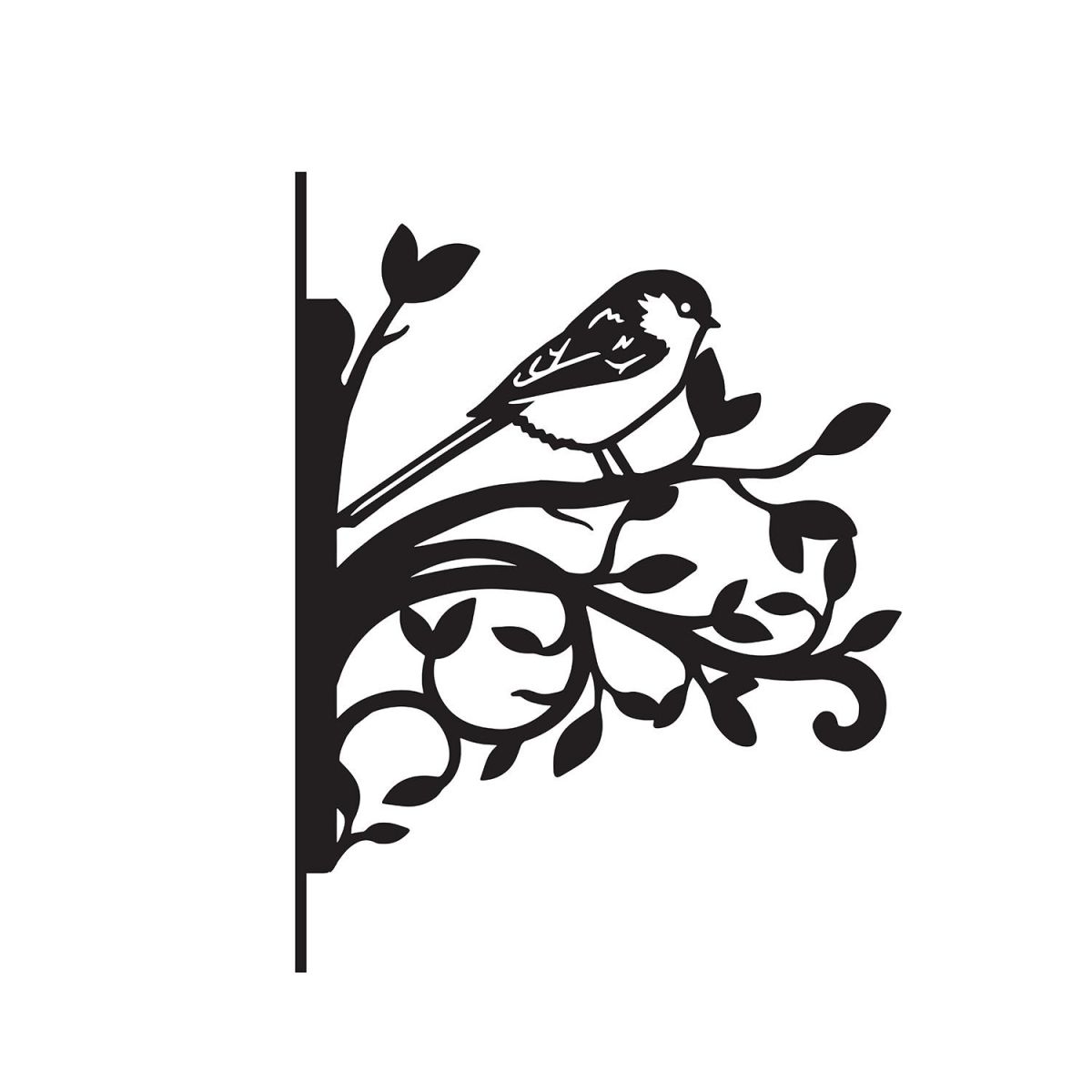 Long-tailed Tit Iron Hanging Basket Bracket in Black