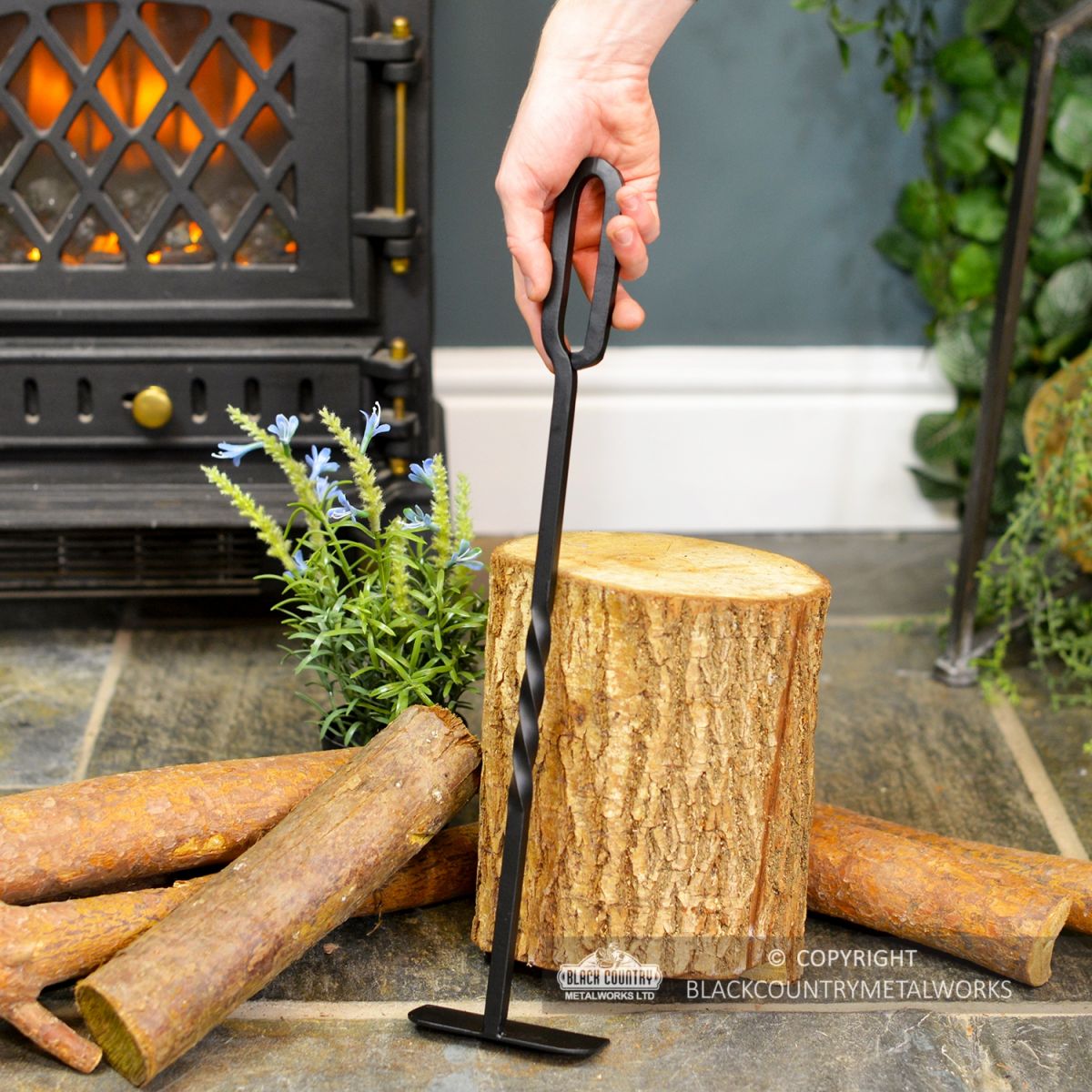 Black Iron Fireplace Ash Scraper to Scale Black Iron Fireplace Ash Scraper to Scale