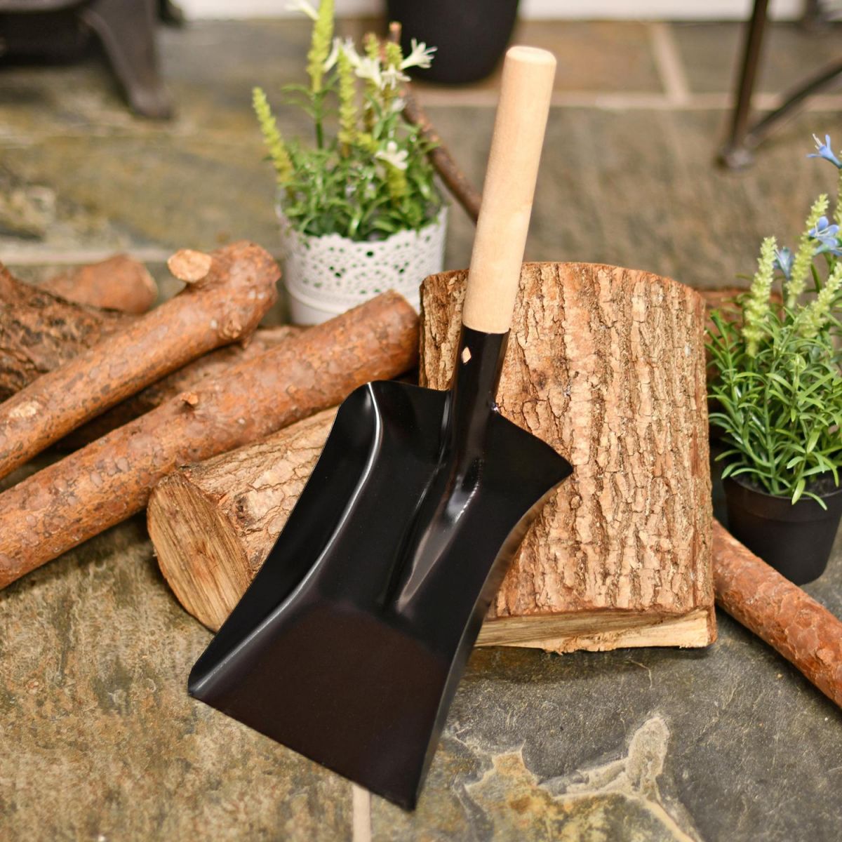 Traditional Coal Shovel With Light Wood Handle
