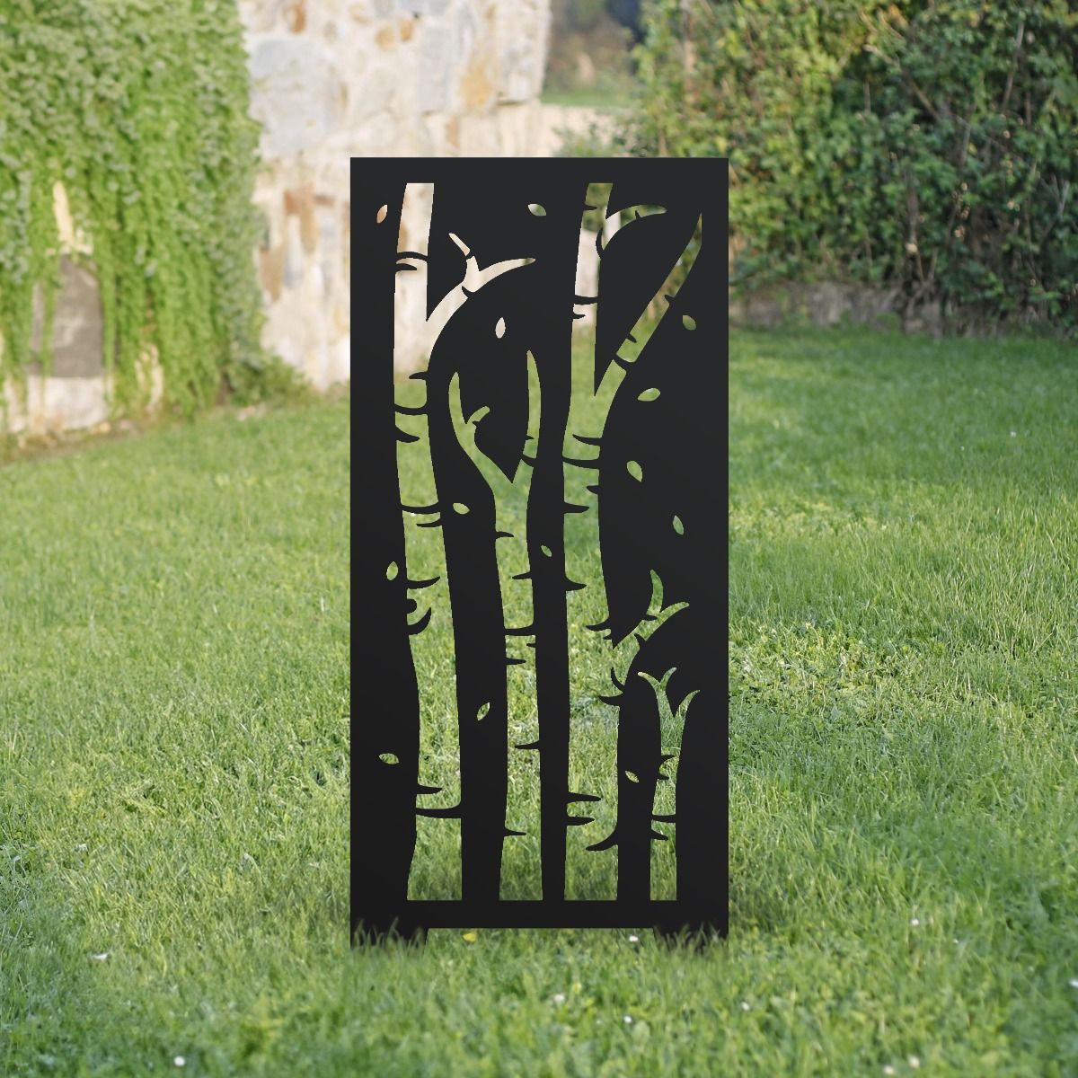 Black Steel Birch Tree Design Garden Screen Black Steel Birch Tree Design Garden Screen