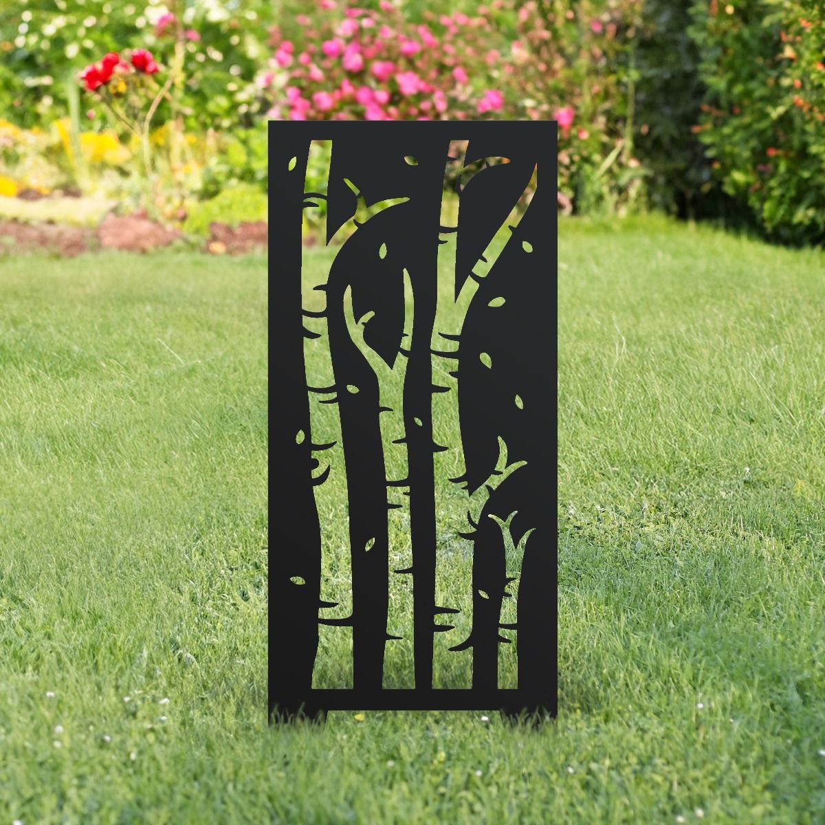 Black Steel Birch Tree Design Garden Screen Black Steel Birch Tree Design Garden Screen