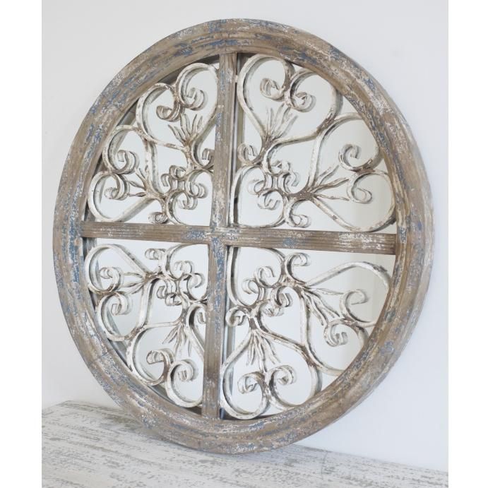 Round Rustic Ornate Mirror in Situ Round Rustic Ornate Mirror in Situ