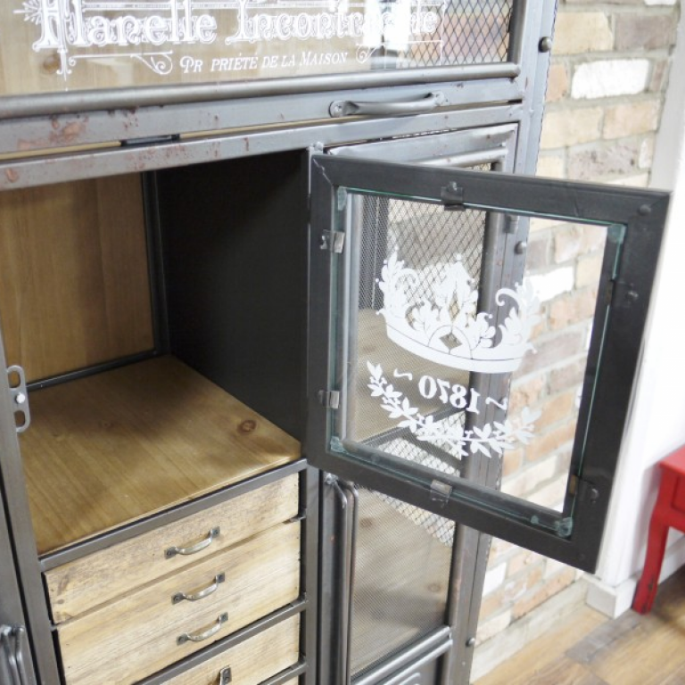 Close up of cabinet with door open Close up of cabinet with door open