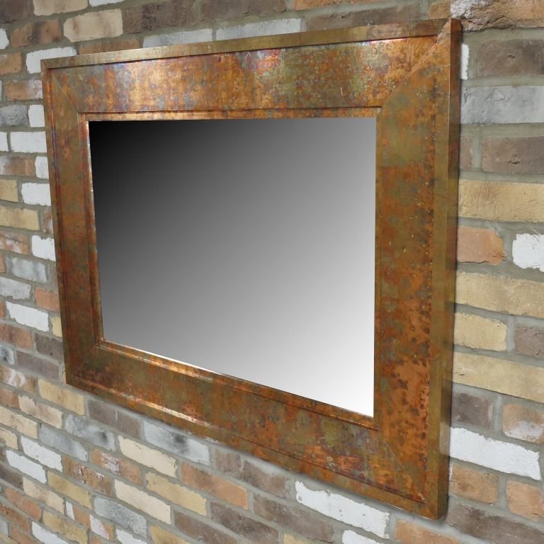 Side View of Rustic Copper Wall Mirror - Large Side View of Rustic Copper Wall Mirror - Large