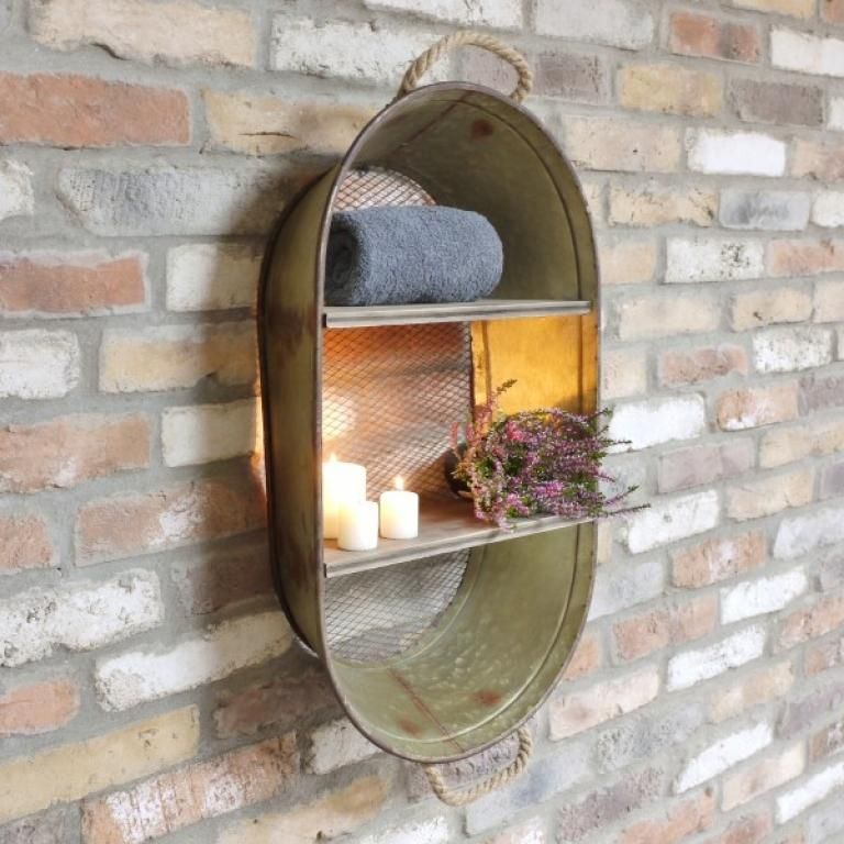Side View of Tin Bath Industrial Style Shelf Side View of Tin Bath Industrial Style Shelf