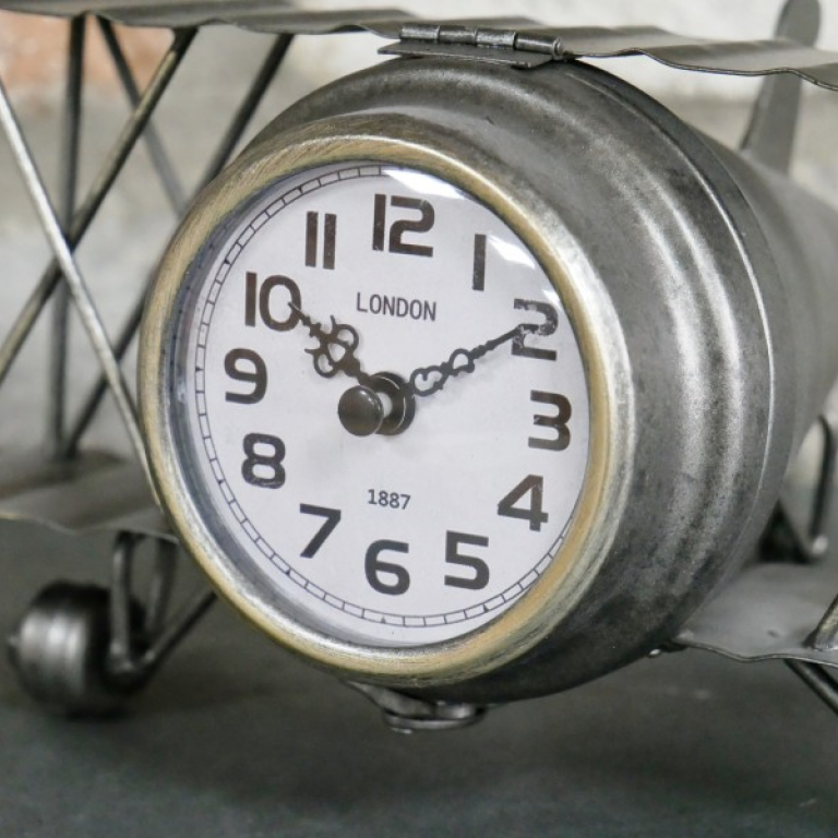 Grey Bi-Plane Desk Clock - Clock Face  Grey Bi-Plane Desk Clock - Clock Face