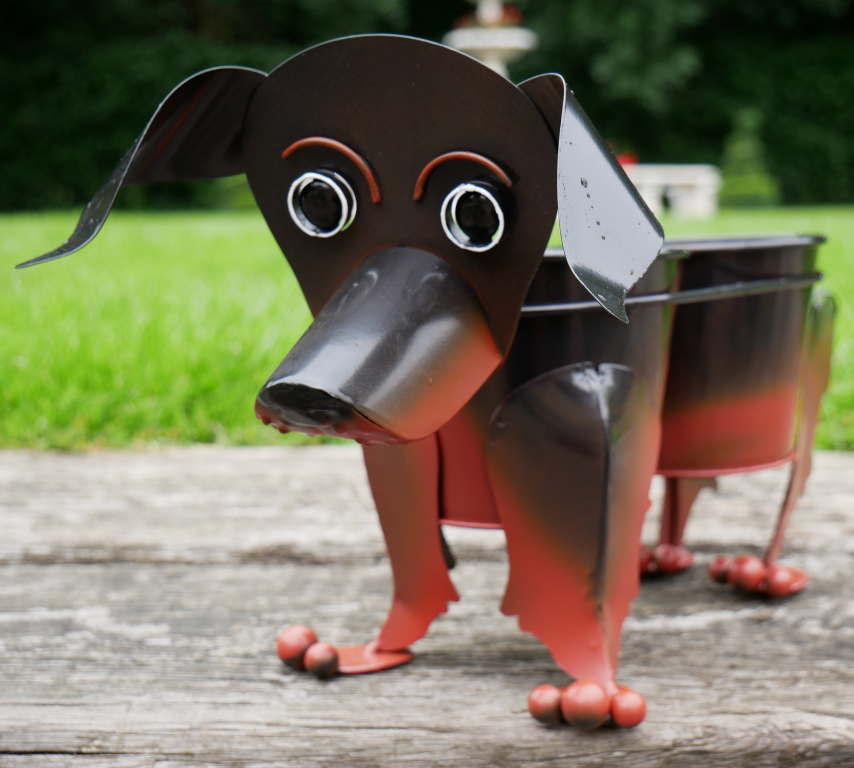 Close up of Dachshund Double Planter Close up of Dachshund Double Planter