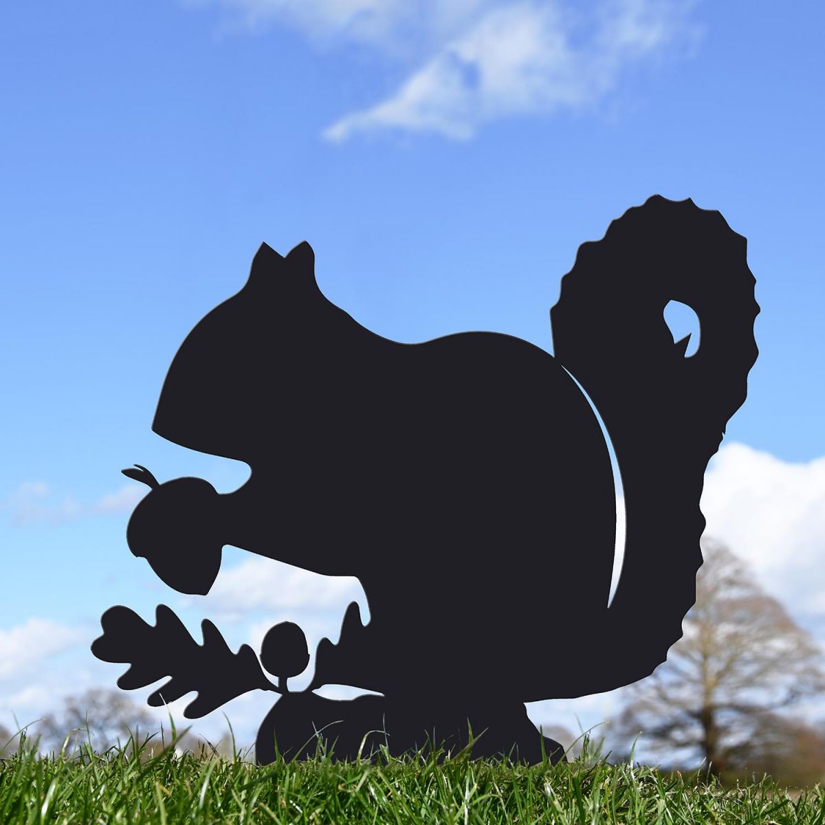 Black Squirrel Silhouette Ornament in the Garden