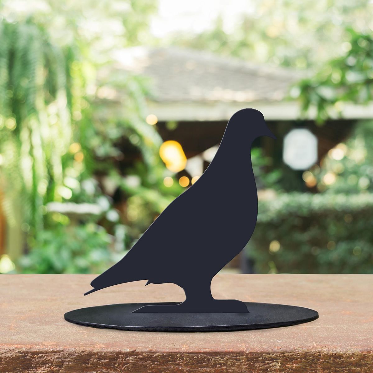 Black Pigeon Silhouette Ornament in Situ