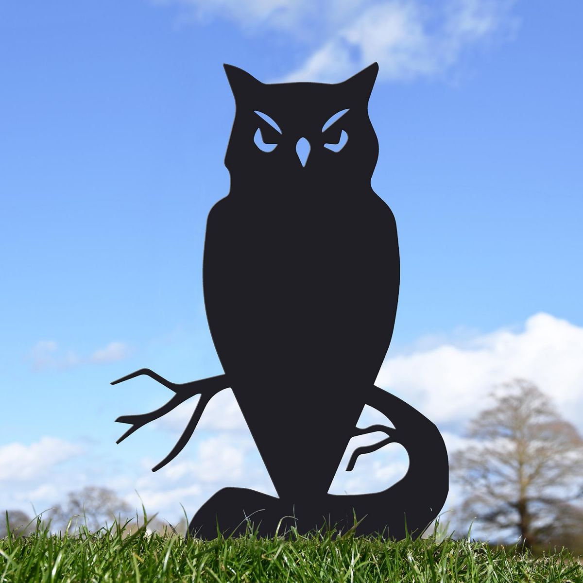 Black Owl Silhouette Ornament in the Garden