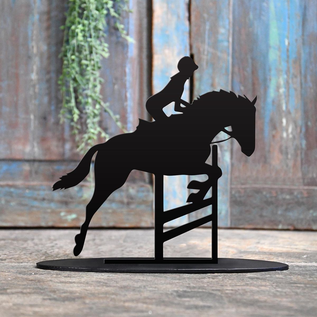 Showjumping Horse Iron Door Stop in Black