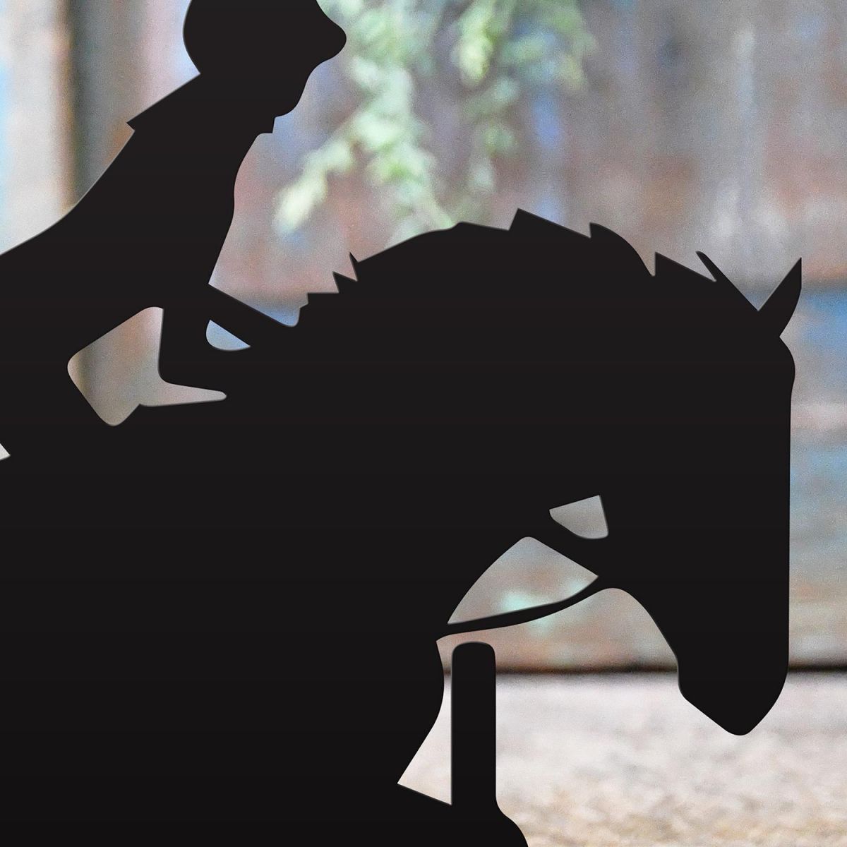 Close-up of the Black Finish on the Showjumping Horse Iron Door Stop