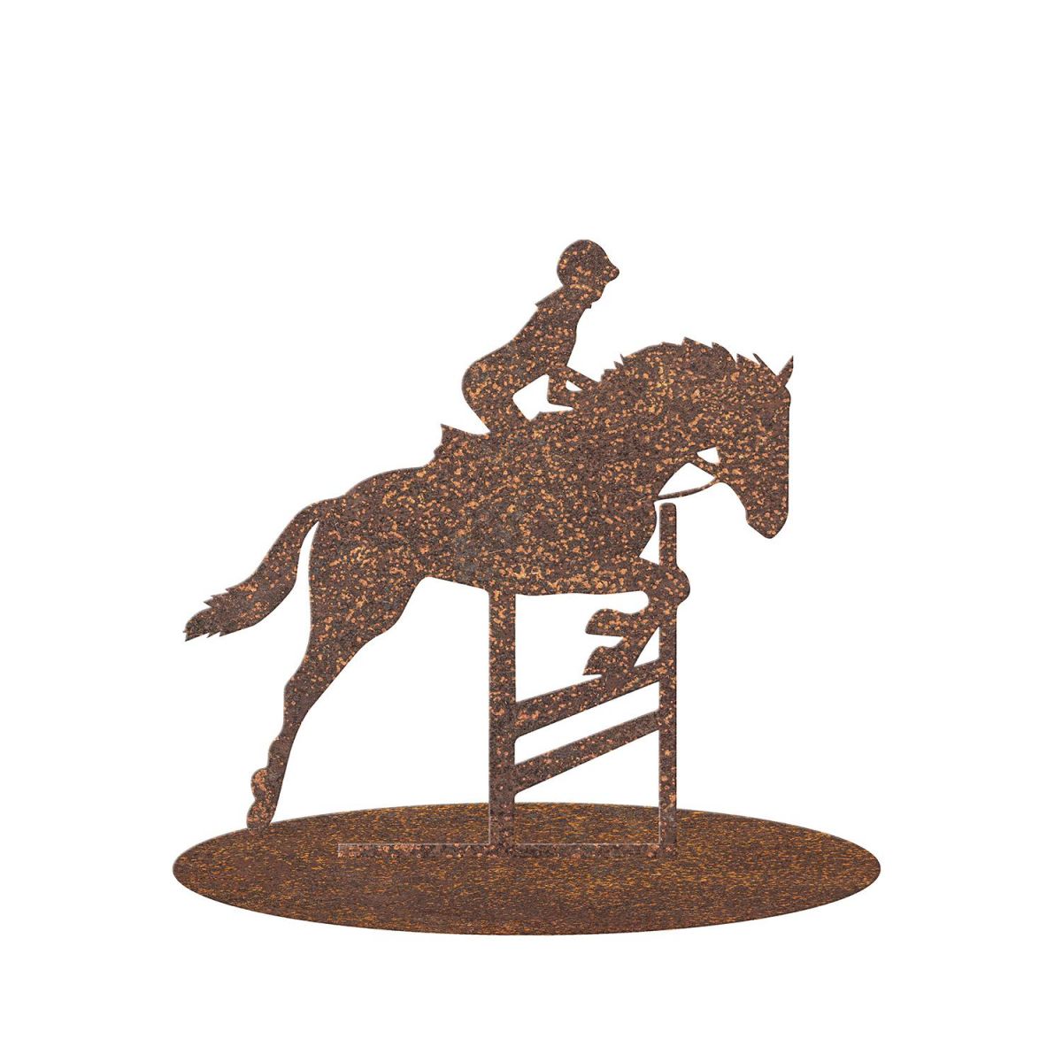  Show Jumping Garden Silhouette Ornament in a Rustic Finish