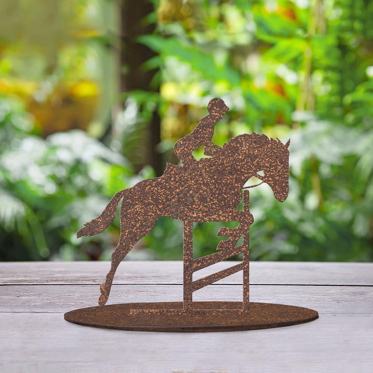  Show Jumping Rustic Garden Silhouette Ornament Created From Steel
