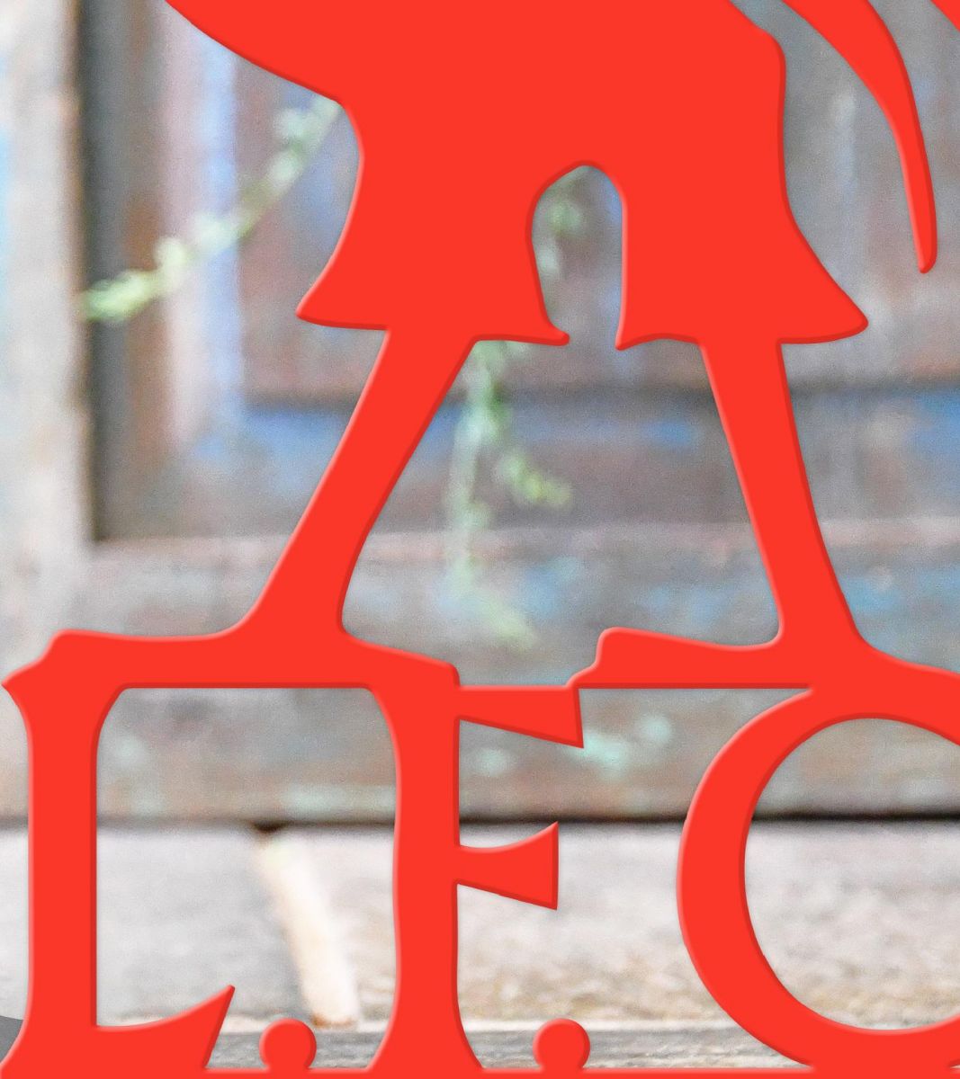 Close up of red finish on L.F.C door stop 