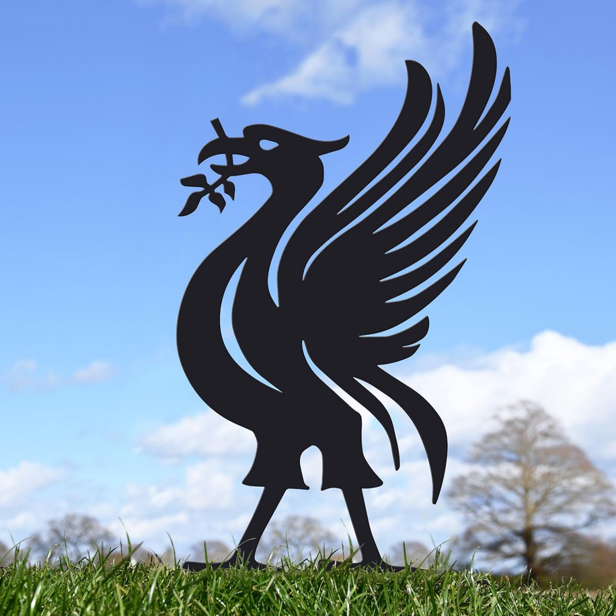 Black Liver Bird Silhouette Ornament in the Garden