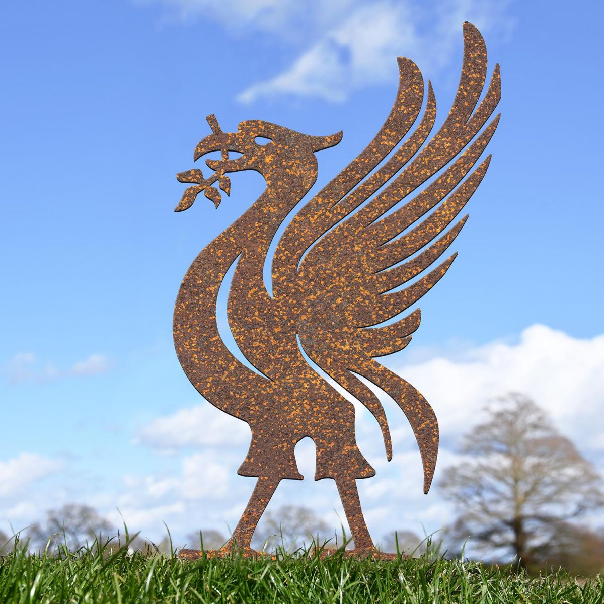 Rustic Liver Bird Silhouette Ornament in the Garden