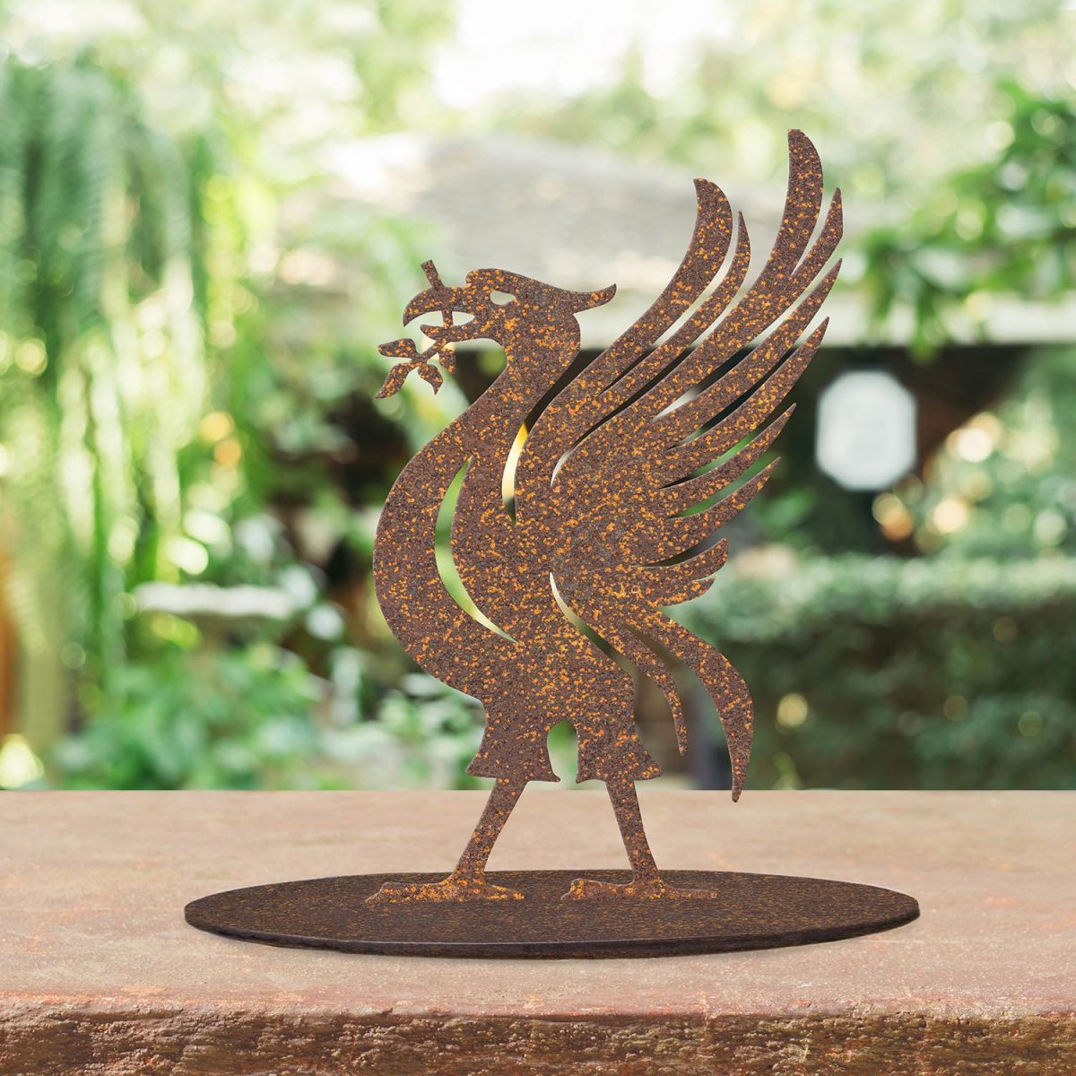 Rustic Liver Bird Silhouette Ornament in Situ