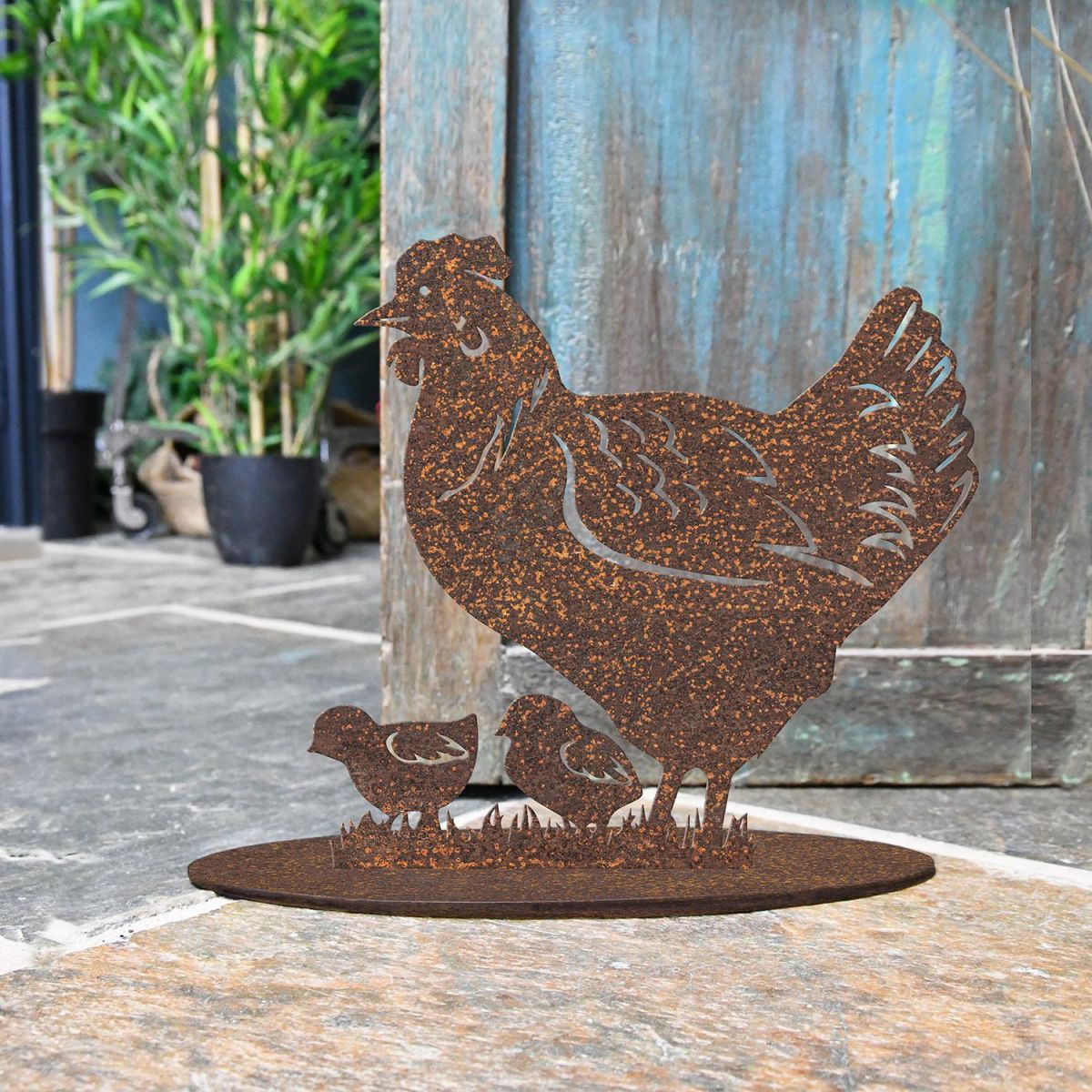 Hen & Chicks Rustic Iron Door Stop in Situ in the Home Hen & Chicks Rustic Iron Door Stop in Situ in the Home