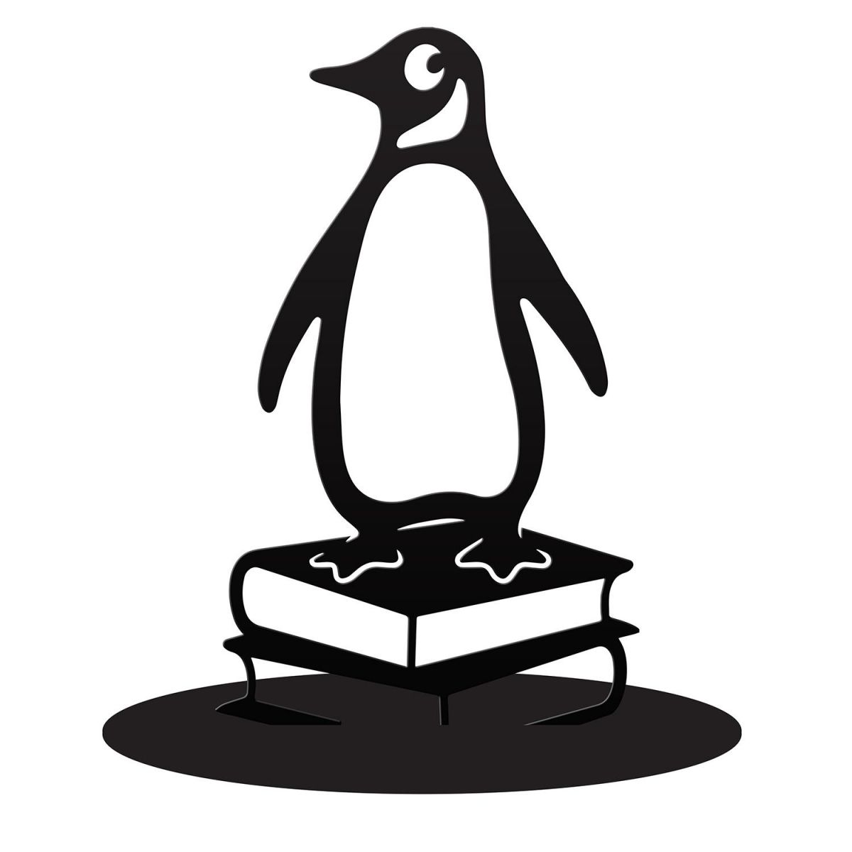 Penguin on Books Door Stop Created Out of Iron