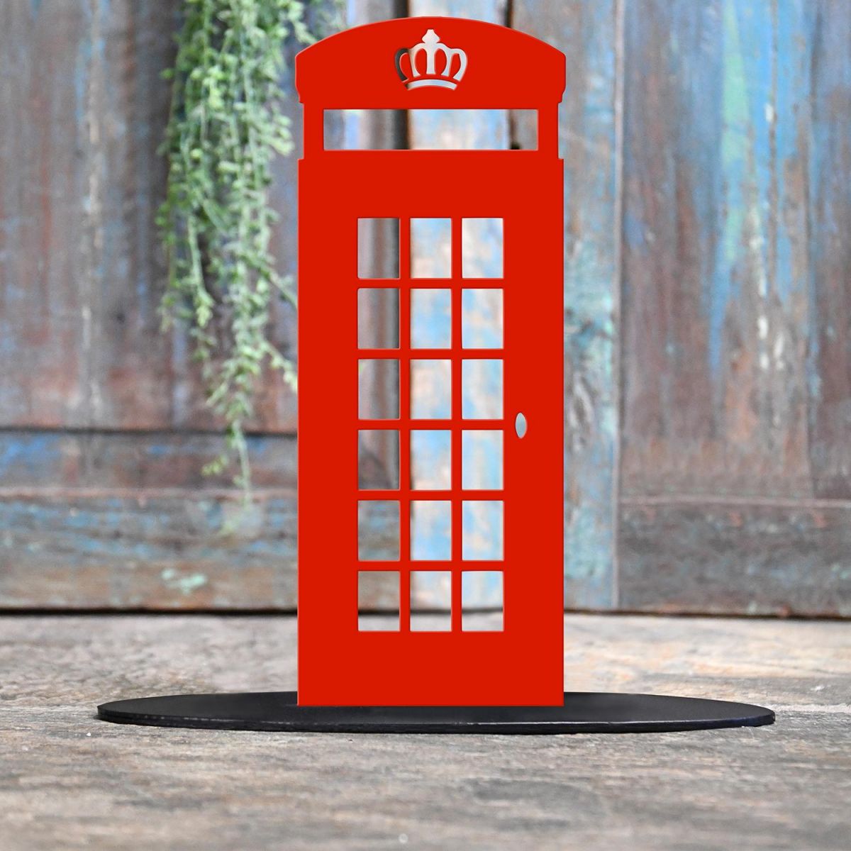 Red Telephone Box Door Stop Created Out of Iron