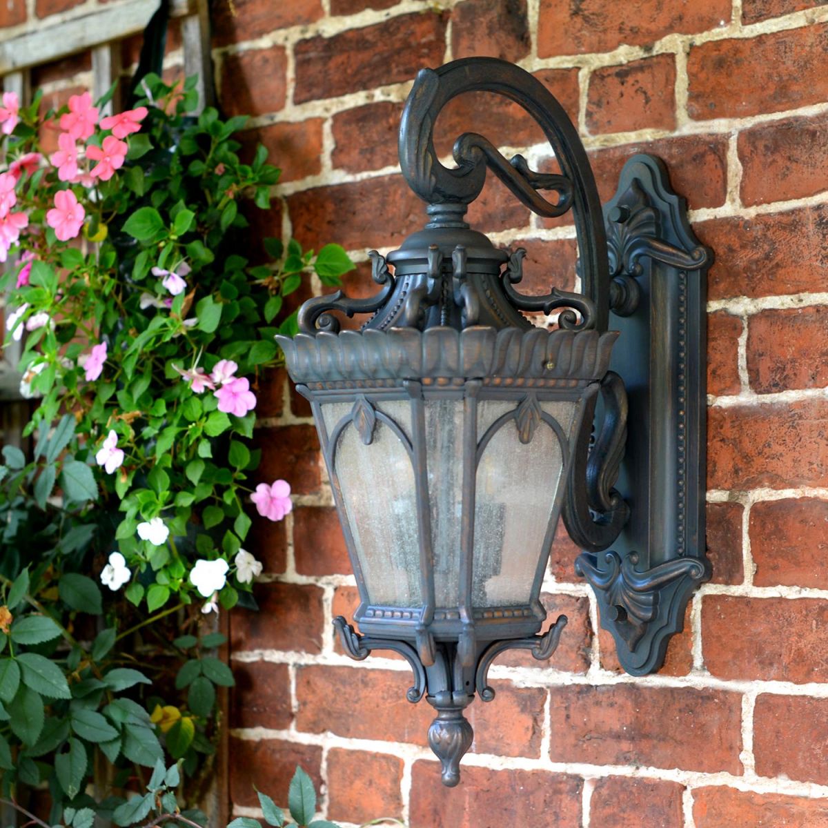 Large Ornate Wall Lantern with Top Hanging bracket