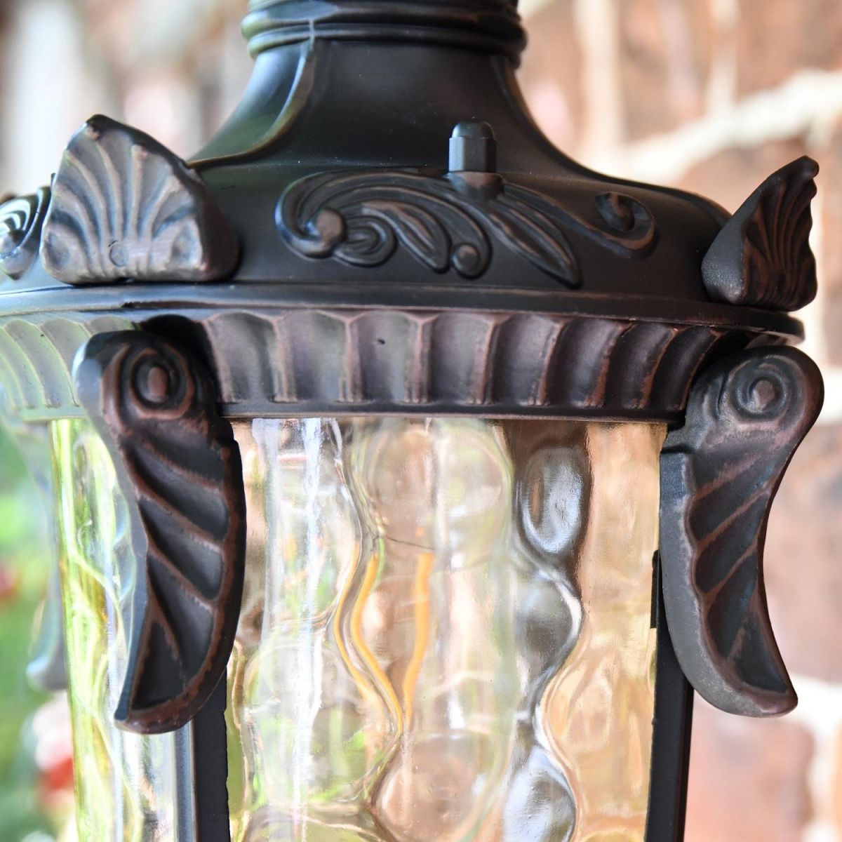 Close up of decorative detailing on lantern 
