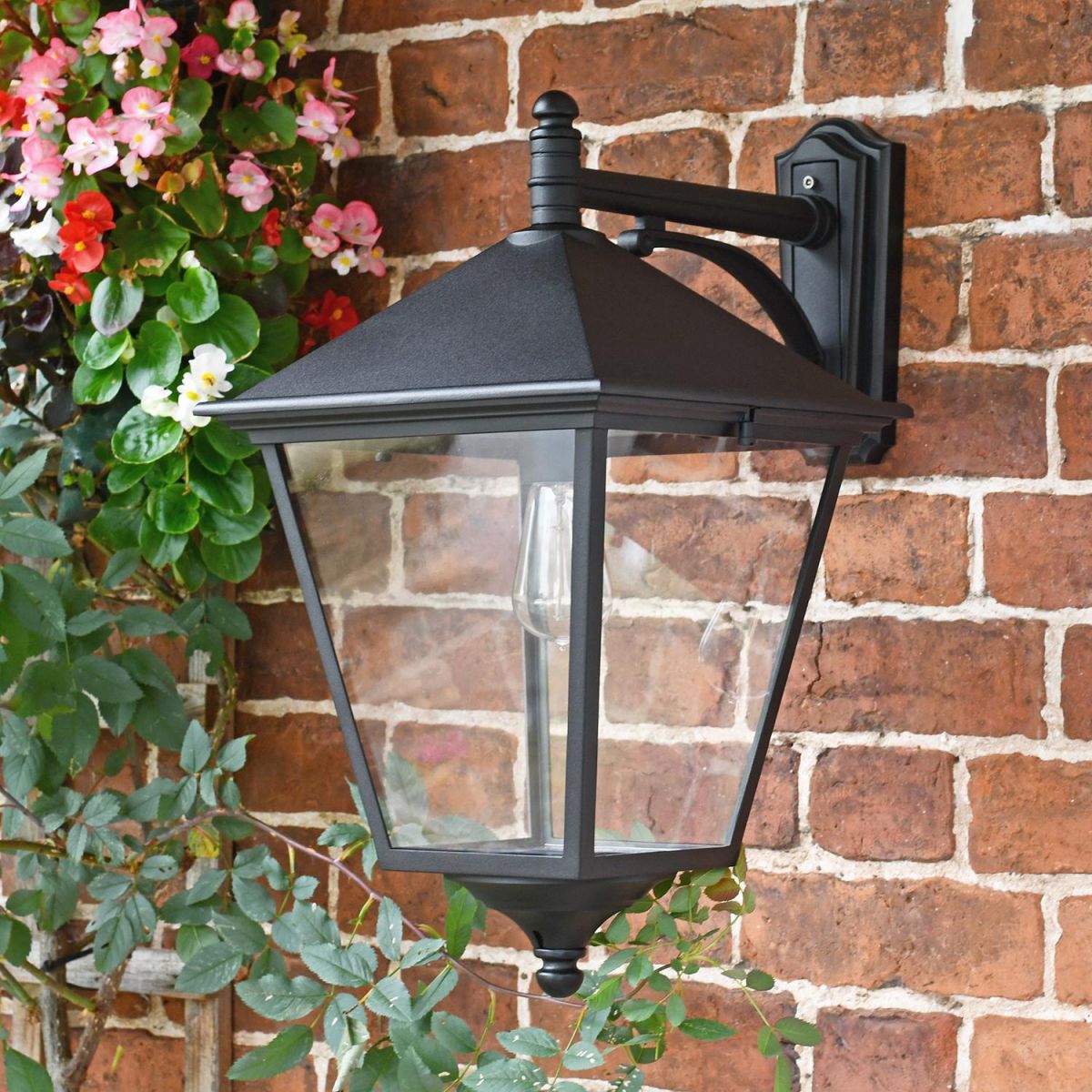 "Brooksby" Large Black Simplistic Suspended Victorian Wall Lantern "Brooksby" Large Black Simplistic Suspended Victorian Wall Lantern
