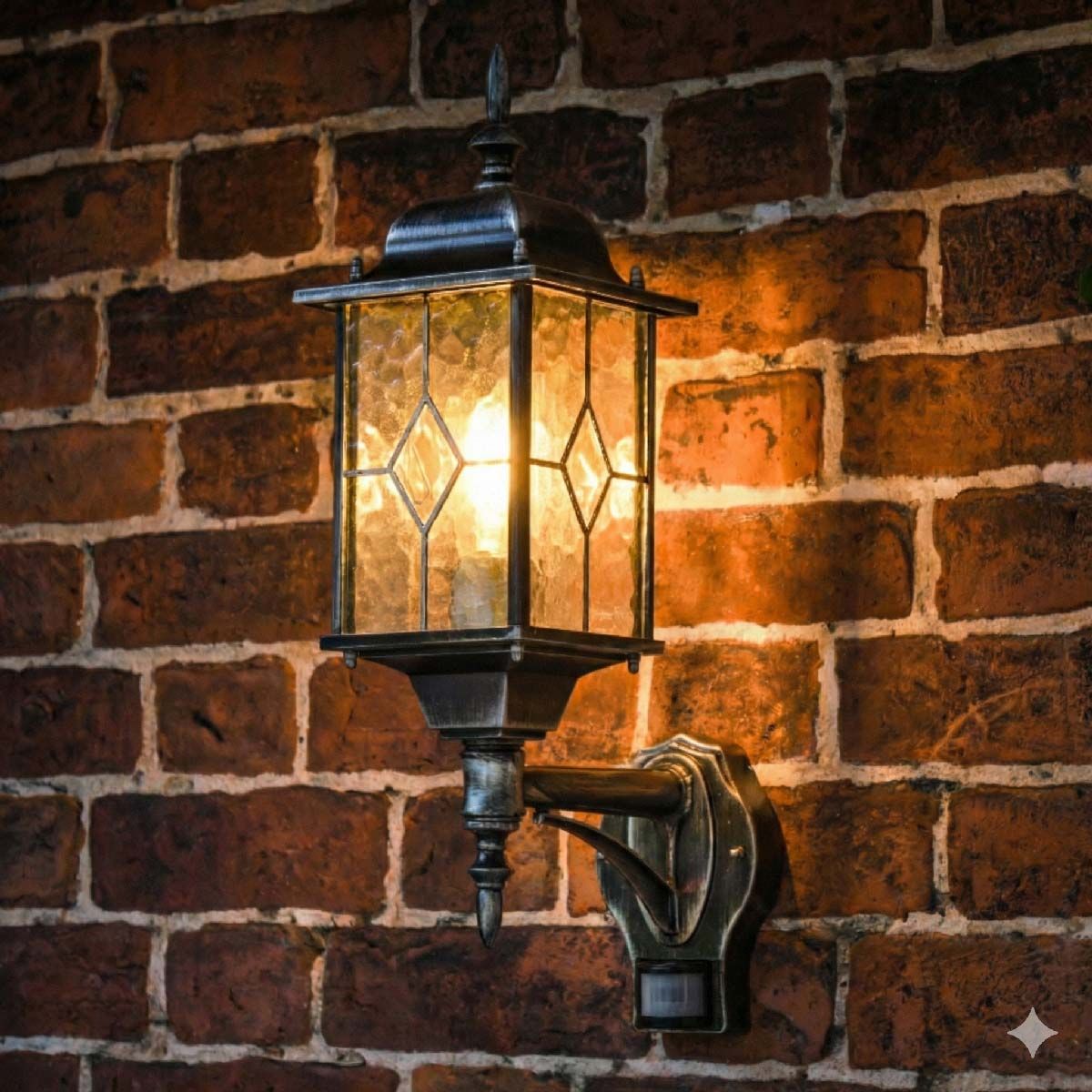 Digital illustration of "Marsden" Silver Wall Lantern with PIR Sensor 