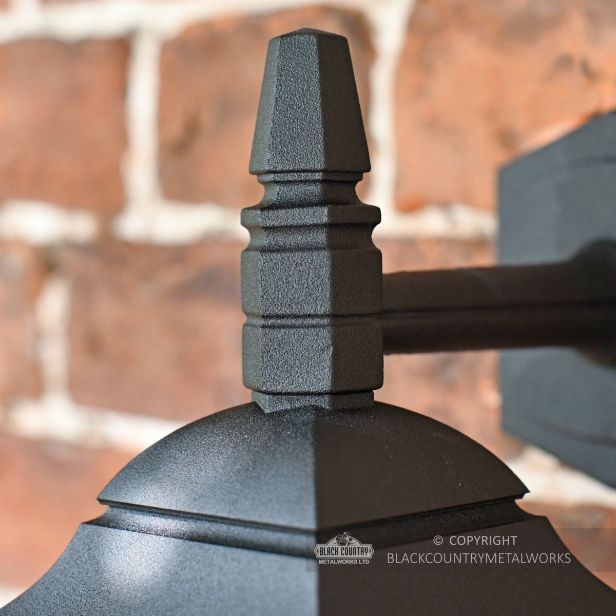 Top Finial on the "Moorside" Traditional Top Down Black Wall Lantern