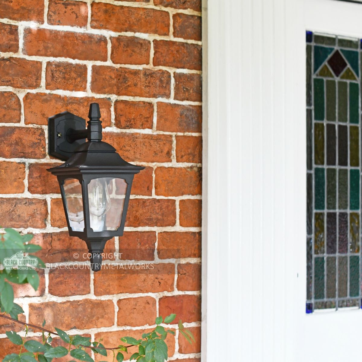 "Moorside" Traditional Top Down Black Wall Lantern by the Front Door