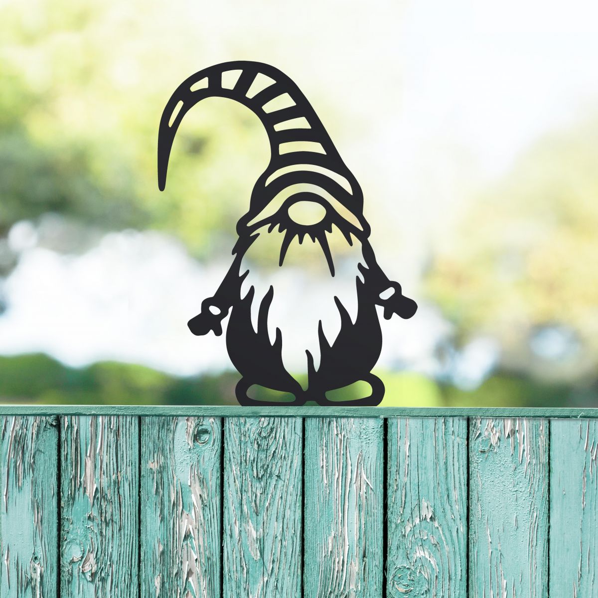 Black Gonk with Striped Hat Fence Topper