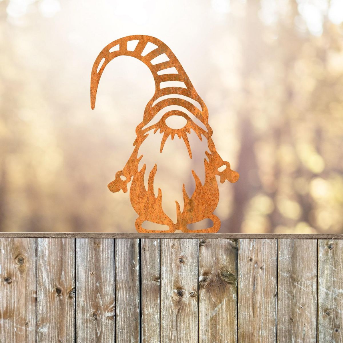 Fence Topper with Gonk with Striped Hat in Rustic 