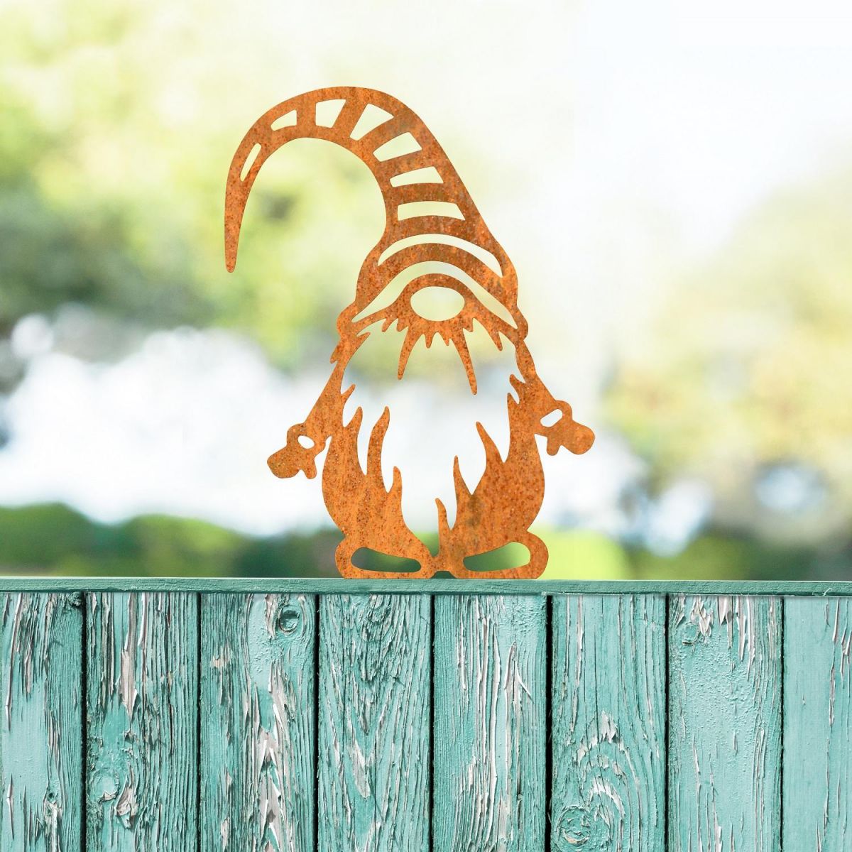 Rustic Fencer Topper with Gonk in Striped Hat 