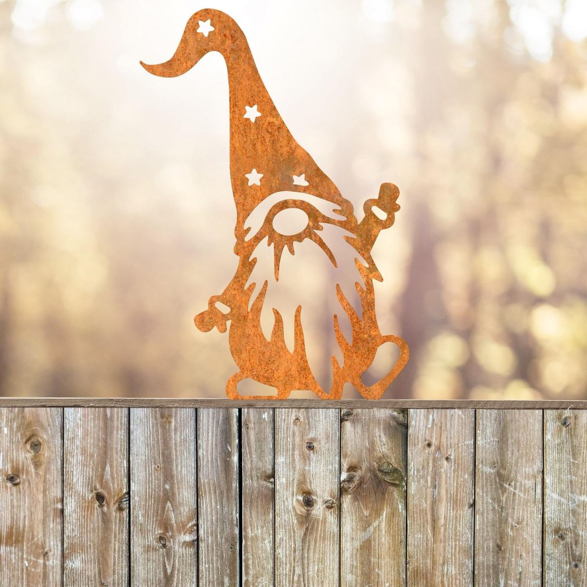 Fence Topper with Gonk with Star Hat in Rustic 