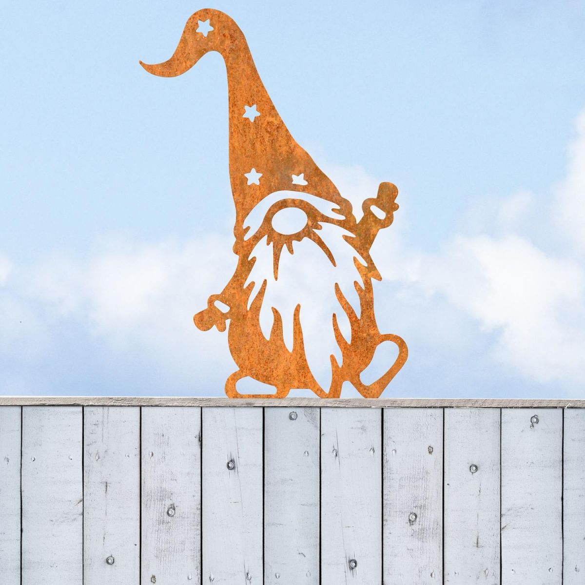 Rustic Fence Topper Gonk with Star Hat 