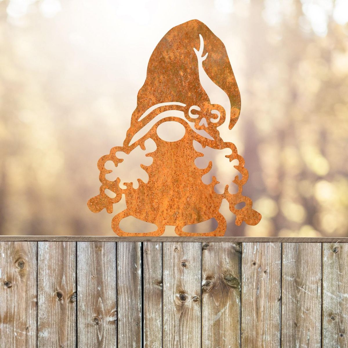 Fence Topper with Rustic Gonk with Curly Hair 