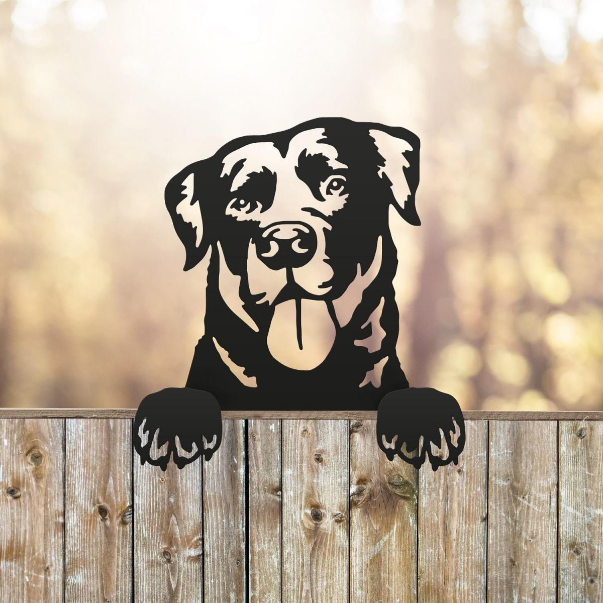 Fence Topper with Black Labrador 
